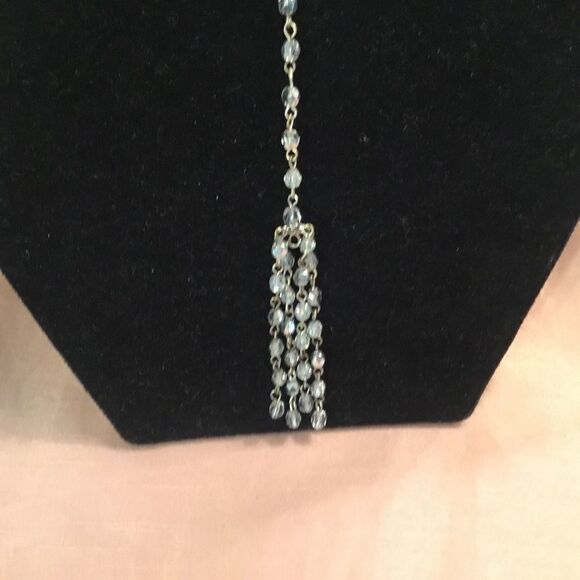 Silvertone Sparkle Necklace With Tassel - Picture 2 of 4